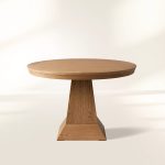 Leighton Modern Country Round Wood Dining Table with Timeless Pedestal Design - Image 8