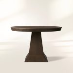 Leighton Modern Country Round Wood Dining Table with Timeless Pedestal Design - Image 6