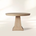 Leighton Modern Country Round Wood Dining Table with Timeless Pedestal Design - Image 7