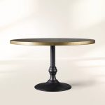 Recycled French Metal Bistro Dining Table with Cast Iron Wade Base Black and Gold Small Dining Table - Image 8