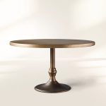 Recycled French Metal Bistro Dining Table with Cast Iron Wade Base Black and Gold Small Dining Table