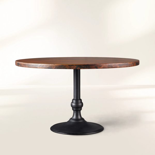 Recycled French Metal Bistro Dining Table with Cast Iron Wade Base Black and Gold Small Dining Table - Image 10