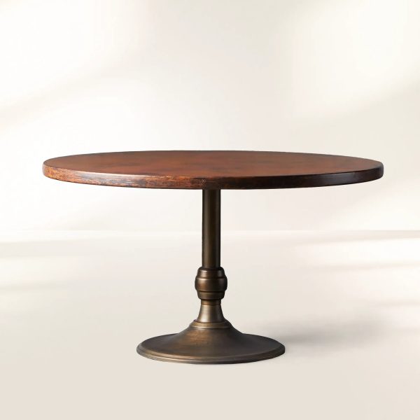 Recycled French Metal Bistro Dining Table with Cast Iron Wade Base Black and Gold Small Dining Table - Image 5