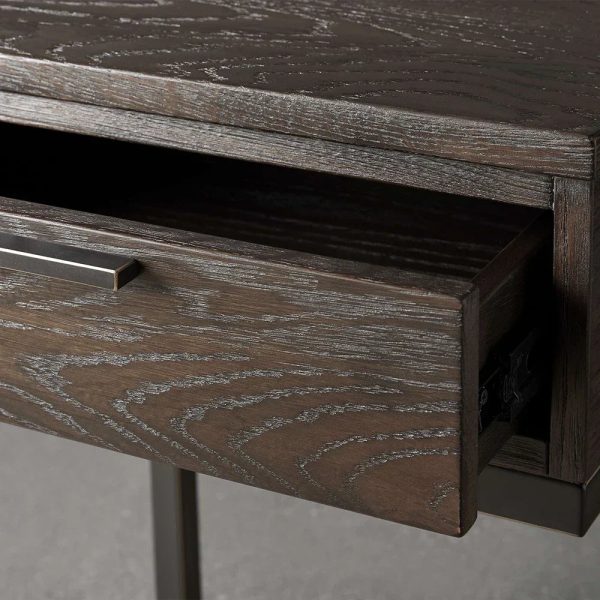 Palmer Wood Storage Nightstand Sleek Iron Frame Night side Table - Image 4