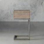Palmer Wood Storage Nightstand Sleek Iron Frame Night side Table - Image 8