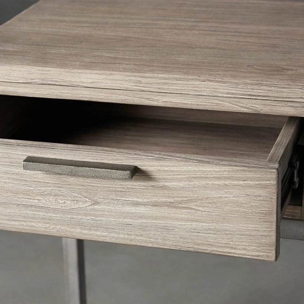 Palmer Wood Storage Nightstand Sleek Iron Frame Night side Table - Image 9