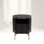 Panoso Wood Nightstand Luxurious Side Table with Gold Base - Image 3