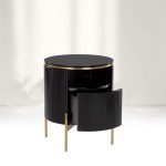 Panoso Wood Nightstand Luxurious Side Table with Gold Base - Image 4