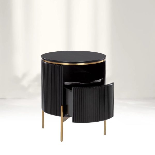 Panoso Wood Nightstand Luxurious Side Table with Gold Base - Image 4