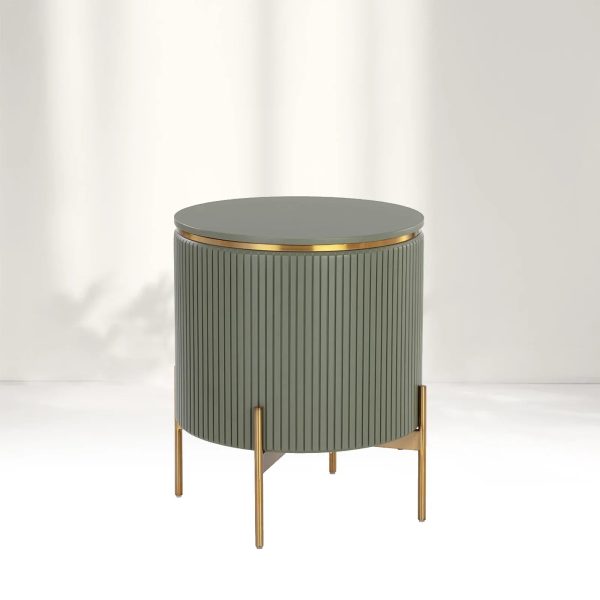 Panoso Wood Nightstand Luxurious Side Table with Gold Base - Image 10