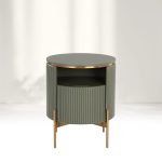 Panoso Wood Nightstand Luxurious Side Table with Gold Base - Image 8