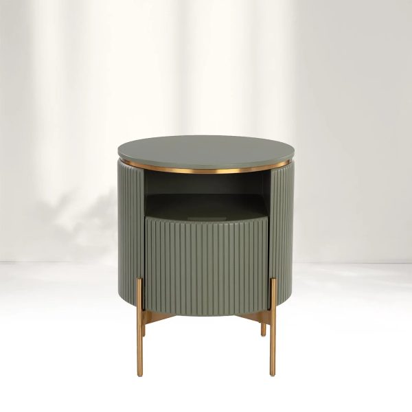 Panoso Wood Nightstand Luxurious Side Table with Gold Base - Image 8