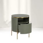 Panoso Wood Nightstand Luxurious Side Table with Gold Base - Image 7