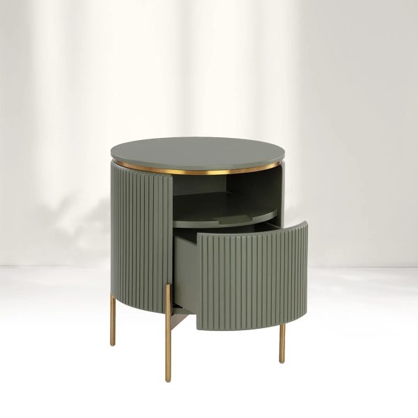 Panoso Wood Nightstand Luxurious Side Table with Gold Base - Image 7