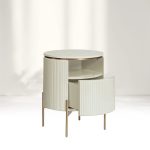 Panoso Wood Nightstand Luxurious Side Table with Gold Base - Image 13