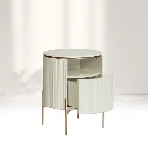 Panoso Wood Nightstand Luxurious Side Table with Gold Base - Image 13