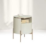 Panoso Wood Nightstand Luxurious Side Table with Gold Base - Image 11