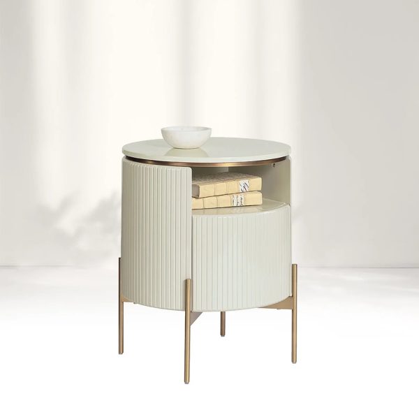Panoso Wood Nightstand Luxurious Side Table with Gold Base - Image 11