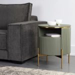 Panoso Wood Nightstand Luxurious Side Table with Gold Base - Image 9