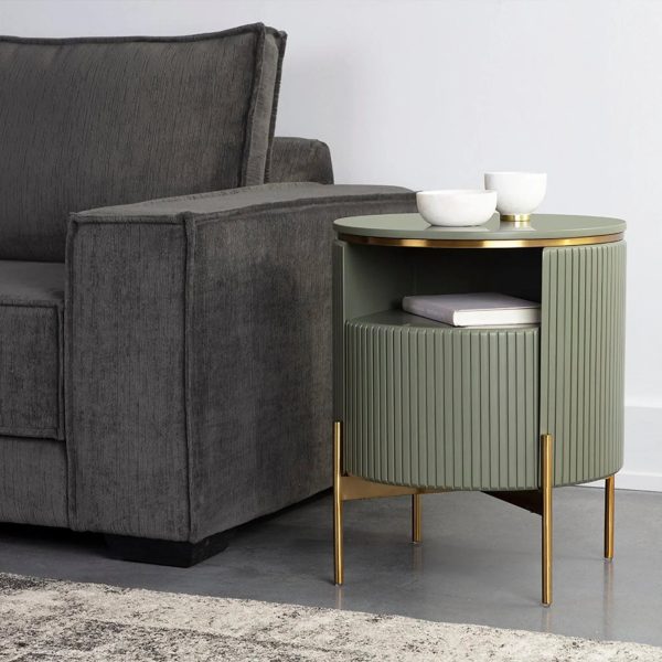 Panoso Wood Nightstand Luxurious Side Table with Gold Base - Image 9