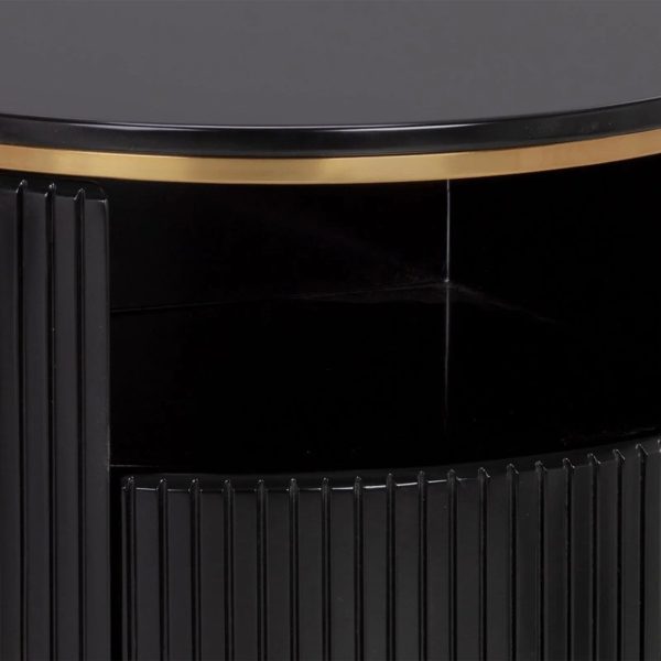 Panoso Wood Nightstand Luxurious Side Table with Gold Base - Image 5