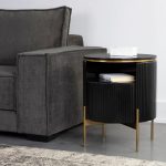 Panoso Wood Nightstand Luxurious Side Table with Gold Base - Image 2