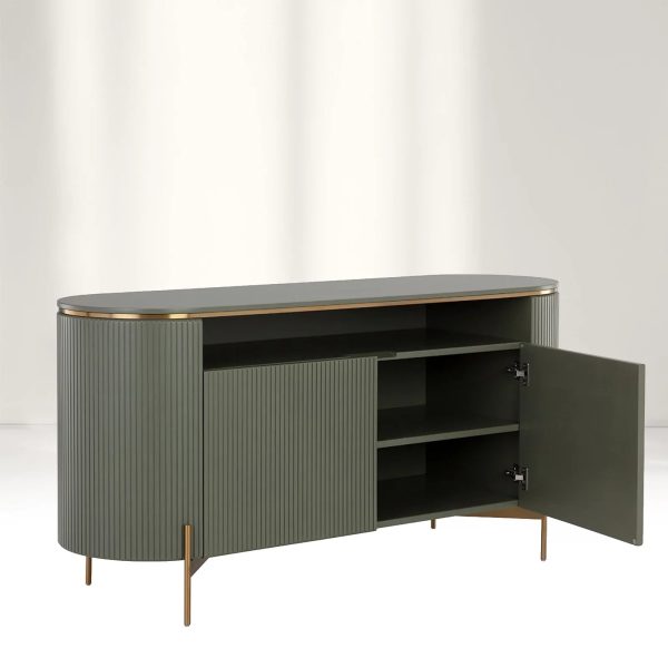 Panoso Curved Sideboard Luxury Buffet Cabinet With Gold stainless steel legs - Image 10