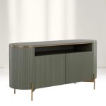 Panoso Curved Sideboard Luxury Buffet Cabinet With Gold stainless steel legs - Image 9