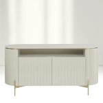 Panoso Curved Sideboard Luxury Buffet Cabinet With Gold stainless steel legs - Image 4