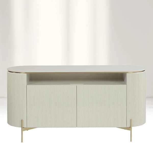 Panoso Curved Sideboard Luxury Buffet Cabinet With Gold stainless steel legs - Image 4
