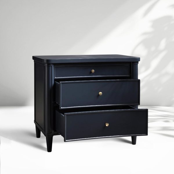 Henley Nightstand Solid Mahogany Nightside Tables With Three Drawers - Image 11