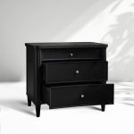 Henley Nightstand Solid Mahogany Nightside Tables With Three Drawers - Image 14