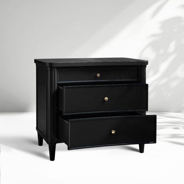 Henley Nightstand Solid Mahogany Nightside Tables With Three Drawers - Image 14