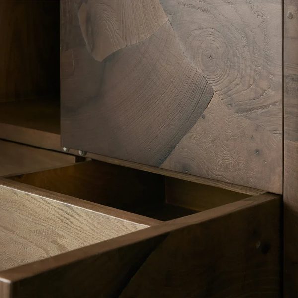 Polanco Wood Tall Storage Cabinet Large Sideboard With Two Spacious Drawers - Image 3