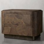 Polanco Wood Closed Nightstand Mosaic Surface Bedside Table - Image 2