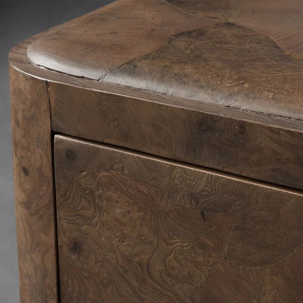 Polanco Wood Closed Nightstand Mosaic Surface Bedside Table - Image 5