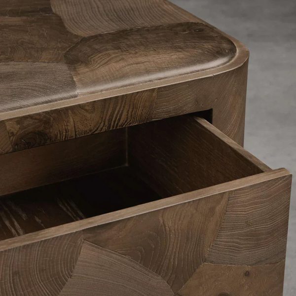 Polanco Wood Closed Nightstand Mosaic Surface Bedside Table - Image 6