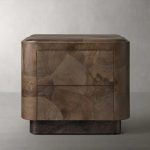 Polanco Wood Closed Nightstand Mosaic Surface Bedside Table - Image 3