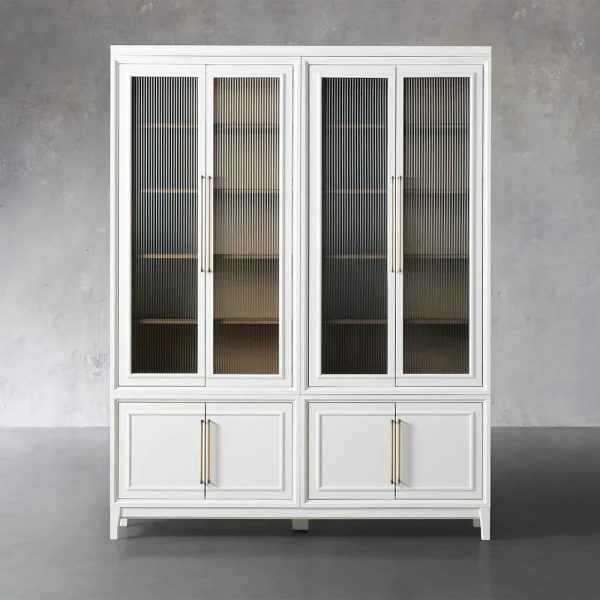 Rowan Modular Reeded Tall Display Cabinet With Glass Doors - Image 6