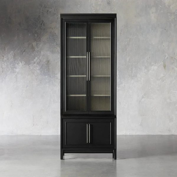 Rowan Modular Reeded Tall Display Cabinet With Glass Doors - Image 7
