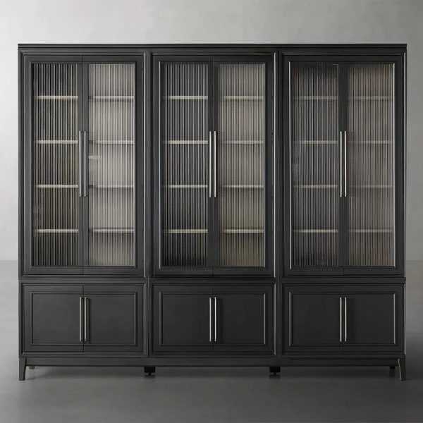 Rowan Modular Reeded Tall Display Cabinet With Glass Doors - Image 10