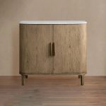 Danny Oak Wood Sideboards Cabinet Marble Top Buffet Cabinet Lockers
