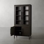 Sullivan Oak Wood Rustic Display Cabinet - Image 2