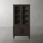Sullivan Oak Wood Rustic Display Cabinet - Image 3