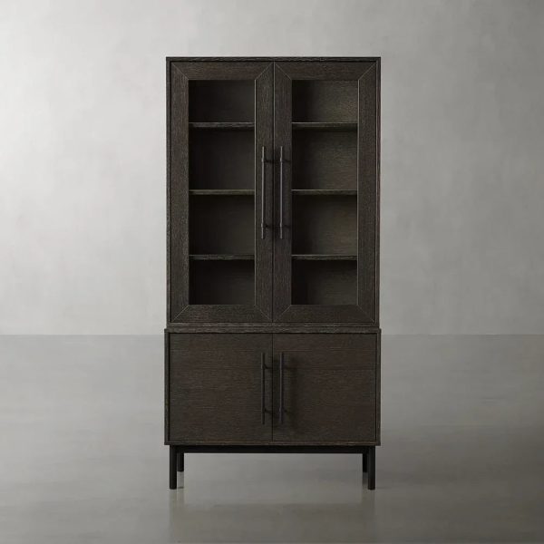 Sullivan Oak Wood Rustic Display Cabinet - Image 3