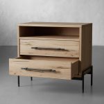 Sullivan Closed Solid Oak Wood Nightstand Rustic Night side table with Two Drawers - Image 2