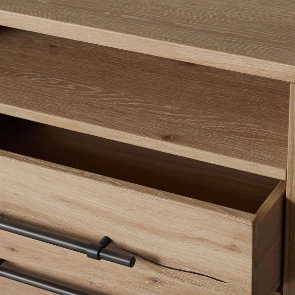 Sullivan Closed Solid Oak Wood Nightstand Rustic Night side table with Two Drawers - Image 3