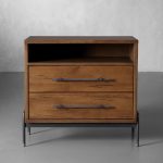 Sullivan Closed Solid Oak Wood Nightstand Rustic Night side table with Two Drawers - Image 4