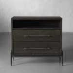 Sullivan Closed Solid Oak Wood Nightstand Rustic Night side table with Two Drawers - Image 7