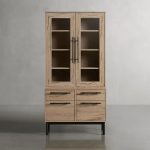 Sullivan Glass-Door Bookcase Wood Display Cabinets with File Drawer Base - Image 4